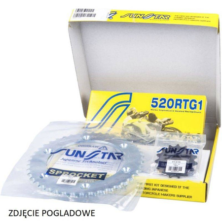Zestaw napędowy kawasaki zx6r / rr ninja 05-06 plus złoty (15/43/110) (do 1000cc) (sun39715/sun1-3356-43/ss520rtg1-110g)