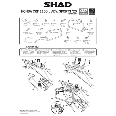 Stelaż do kufrów bocznych Shad 4P Terra do Honda Africa Twin CRF1000L Adventure Sport