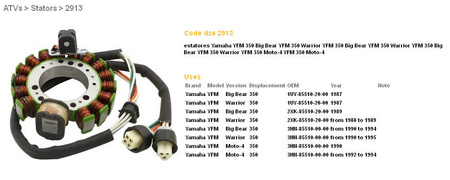 Uzwojenie alternatora stator yamaha yfm 350 big bear '89-'94, warrior '87-'95 (esg432), (oem-3hn-85510-20-00)