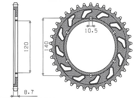 Zębatka tylna 498 46 kawasaki zxr 750h 89, vn 800a 95-96 (jtr499.46) (łańc. 530) (49846jt)