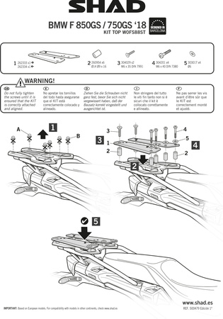 Stelaż kufra tylnego Shad do BMW F750GS F850GS 2018