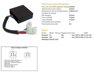Dze moduł zapłonu cdi kawasaki klr250 85-05, klr600 85-86 (21119-1180)