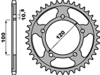Zębatka tylna 4447 44 c45 aprilia rsv 4rf '15-'17, rsv4 rr '16-'17, tuono 1000/1100 '06-'15 (jtr713.44) (łańc.525) (std.+2)