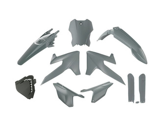 KOMPLET PLASTIKÓW Z OSŁONAMI TELESKOPÓW TRIUMPH TF 250 X '24-'26, TF 450 RC '25-'26 KOLOR SZARY