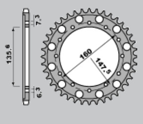 Zębatka tylna 1507 54 ergal fantic motor 50/80/125/200 '84-'96 enduro trial , beta motor 125 '09, '86-'90 125 trial enduro/trial (1507-54)