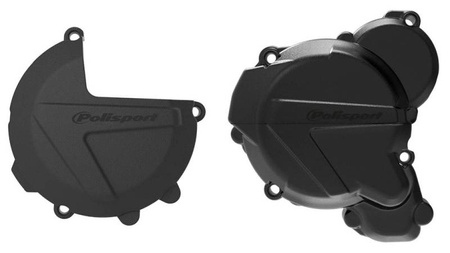 Zestaw osłona pokrywy (dekla) alternatora oraz osłona pokrywy sprzęgła i osłony pompy wody  ktm exc/xcw tpi 250/300, husqvarna te tpi 250/350 `17-22 kolor czarny (8461700001+8467500001+8485200001)
