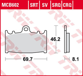 Klocki hamulcowe kh158 sinter road/track husaberg fs 450 '03-'05, fs 650 '01-'05, kawasaki zzr 500 '90-'05, suzuki rgv 250 '91-'95, gsx-r 40