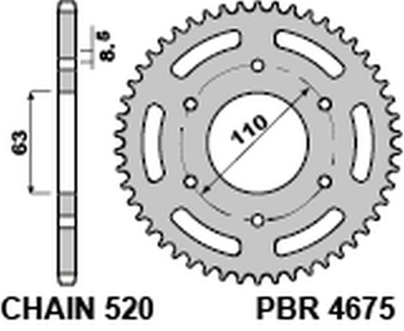 Zębatka tylna 4675 44 c45 ktm 125/200 duke '14-18, 390 duke/rc '13-18 (jtr890.44) (łańc. 520)