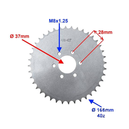 Zębatka tył 40Z 428 ATV200