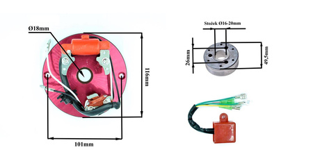 Stojan alternatora iskrownik do enduro 2 cewki
