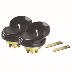 Klakson (sygnał dźwiękowy) universalny (wysoki i niski ton) czarny (średnica 90 mm)