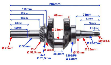 Wał korbowy gokart do silnika Honda GX270
