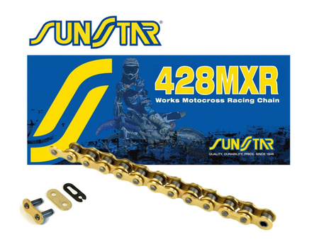 Łańcuch  428mxr-132g (428nz3) motocross do 150 ccm (kolor złoty) (22,2kn) otwarty + zapinka