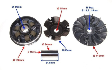 WARIATOR DO SKUTERA 125 GY6-125 ZIPP ROMET BARTON
