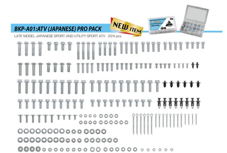 komplet śrub, nakrętek, podkładek, kołków i zawleczek do quadów/atv japońskich (227 elementów)