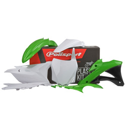 KOMPLET PLASTIKÓW KAWASAKI KX 85 '14-'21; KX 100 '14-'21; KX 112 '14-'21 W ZESTAWIE TABLICA PRZEDNIA (8662900002) KOLOR ZIELONO BIAŁY OEM