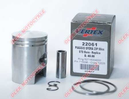 Vertex tłok piaggio sfera,zip,quarz,free 40,40 mm (+0,40) ( pierścienie 52715004040 x 2 szt. )