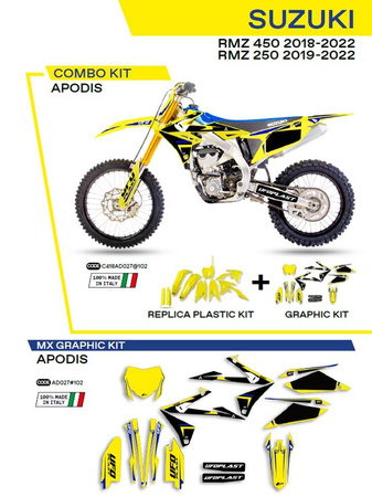 Komplet plastików plukomplet naklejek (oklein) suzuki rmz 250 '19-'22