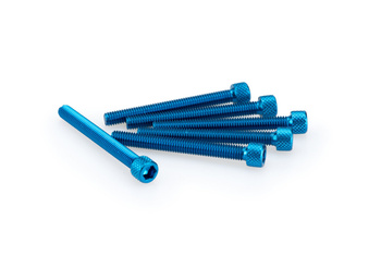 Śruby z anodyzowanego aluminium blister 6 śrub imbusowych m6x55mm niebieskie