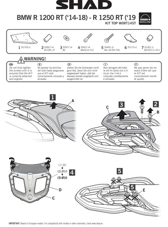 Stelaż kufra tylnego Shad do BMW R1200 RT 1250 RT