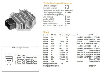 Dze regulator napięcia honda cbf250 04-07 (31600-kpf-961)
