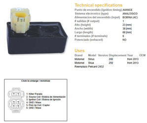 Dze moduł zapłonu cdi motomet sirius 200/250 13