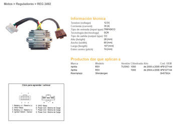 Dze regulator napięcia aprilia rsv1000 04-08, tuono 1000 06-09 (sh579ga) (ap8127144) (esr549)