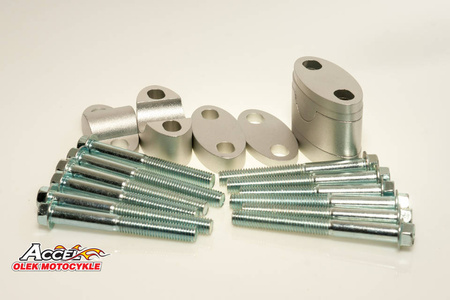 mocowanie/podwyżki kierownicy (dół-22,2/góra-22,2mm) (plasterki 18+5+10+6=39mm) kolor srebrny (bma-02sv)