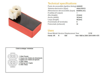 Dze moduł zapłonu cdi honda xr 600 r '88-'00 (30410-mn1-670)
