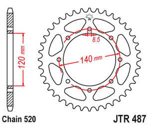 zębatka tylna 491 43 kawasaki klr 650c '95-'03 (49143jtzbk) (łańc. 520) kolor czarny
