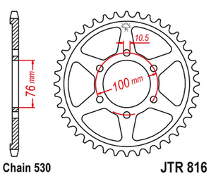 zębatka tylna 816 45 suzuki gsxr1100, gsxr750 (92-95) (81645jtzbk) (łańc. 530) kolor czarny - zamienna z 825 45