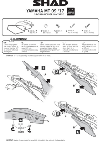 Stelaż sakw półsztywnych Shad do Yamaha MT 09 (2013-2020)
