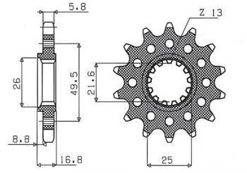 Zębatka przednia 2093m 14 kawasaki zx6r '03-'06 (jtf1307.14) (łańc. 520) (2093m14jt)