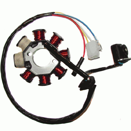 Stator iskrownik skuter 4T GY6-50 – 8 cewek, 4 kable – 139QMB