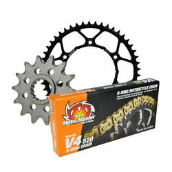 ZESTAW NAPĘDOWY KOMPLETNY KTM/HUSQVARNA/GASGAS 13/50/120 ŁAŃCUCH V4-520G O-RIGOLD - ZŁOTY (MADE IN JAPAN) (M610121113+M620071150+M652002)