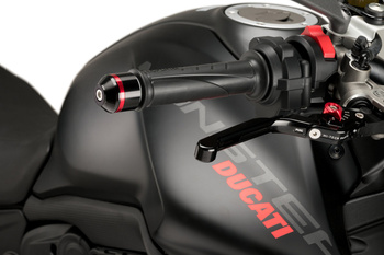 Ciężarki / końcówki kierownicy krótkie z pierścieniami puig do ducati monster 937 21-22 czarne