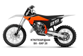 KOMPLET PLASTIKÓW (FULL KIT) Z OSŁONAMI TELESKOPÓW (AMORTYZATORÓW) KTM SX 125 / 150 / 250 / 300 '25-'26, SXF (SX-F) 250 / 350 / 450 '25-'26 KOLOR BIAŁY / POMARAŃCZOWY / CZARNY