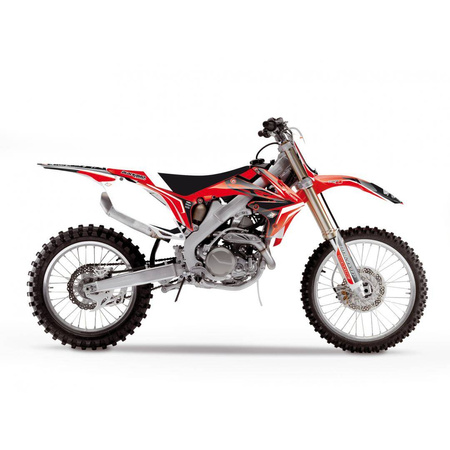Komplet naklejek (oklein) + pokrowiec/poszycie na siedzenie honda crf 250 '10-'13, crf 450 '10-'13 dream 4 kolor czarny/czerwony/biały