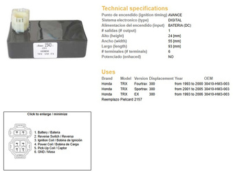 Dze moduł zapłonu cdi honda trx300 ex 93-05 (30410-hm3-003)