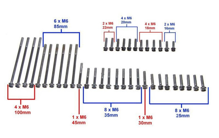 Komplet śrub silnika skuter 4T 139Qmb