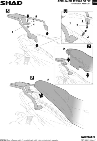 Stelaż tylnego kufra Shad do Aprilia SR 125 200