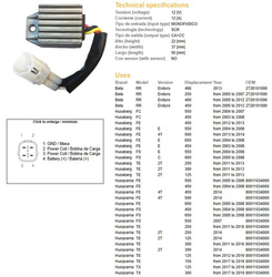 Dze regulator napięcia ktm exc 125 98-13, exc200/250/300 05-13, exc250/400/450/525/530 05-11 (80011034000) (12v/12a) (801103400) (sh721aa)