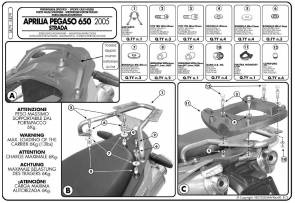 stelaż kufra centralnego aprilia pegaso 650 strada / trail (05-11) ( z płytą monokey )
