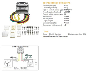 Dze regulator napięcia uniwersalny mosfet (50a) 7 kabli (3x żółte, 2x czerwone, 2x zielone)