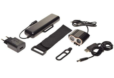Lampa rowerowa przód 2 x LED czarna 10000 mAh