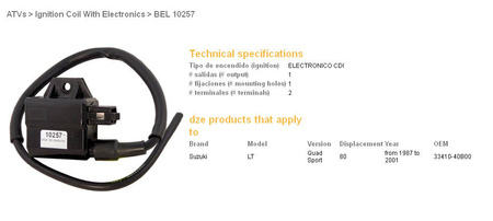 Dze cewka zapłonowa suzuki lt80 quad sport '87-'01 (33410-40b00)
