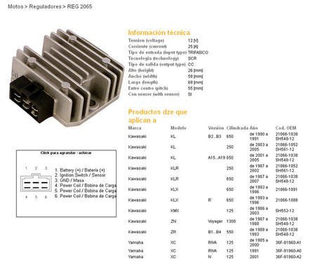 Dze regulator napięcia kawasaki klr650 87-07, kmx125 86-03, klr250 87-05 (esr246)