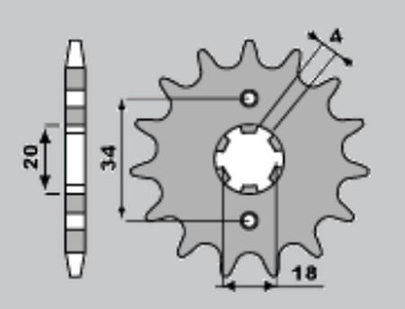 Zębatka przednia 259 14 honda xl125s, daelim 125 (jtf259.14) (łańc. 428) (25914jt)