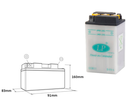 Landport akumulator b49-6 6v 8ah 91x83x161 obsługowy - bez elektrolitu - wycofany z oferty
