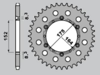 Zębatka tylna aluminiowa (anodowana) 856 50 niebieska